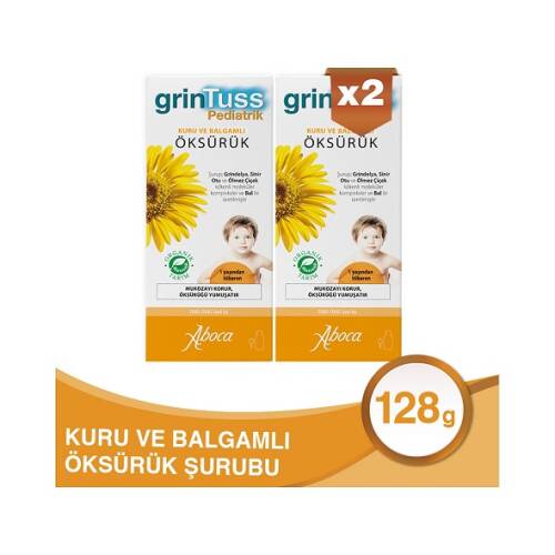 2 Adet Grintuss Pediatrik Öksürük Şurubu Kids 128 gr - 1