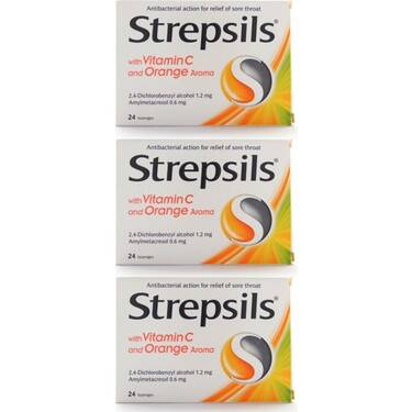 3 Adet Strepsils C Vitaminli Portakal Aromalı Pastil - 1