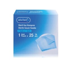 Alvita Steril Gaz Kompres 7,5cm x 7,5cm 1 Adet 25'li