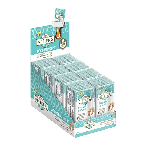 Apitera GEST Doğal Bal, Rezene, Tıbbi Nane, Kekik, Kakule, Zencefil ve Propolis İçeren Takviye Edici 56’lı Saşe - 1