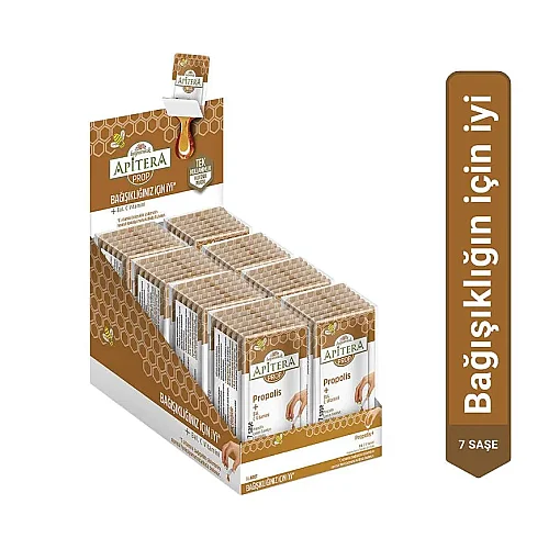 Apitera PROP Doğal Bal, C Vitamini ve 175 mg Propolis İçeren Takviye Edici 56'lı Saşe - 1