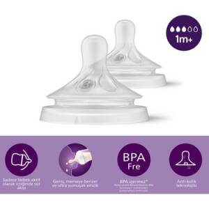 Philips Avent Natural Response 2'li Biberon Emziği, 3 Numara, 1 Ay+