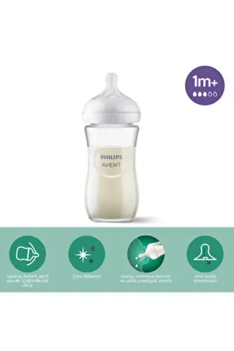 Avent Natural Response Doğal Tepkili Cam Biberon 1+ Ay 240 ml - 1