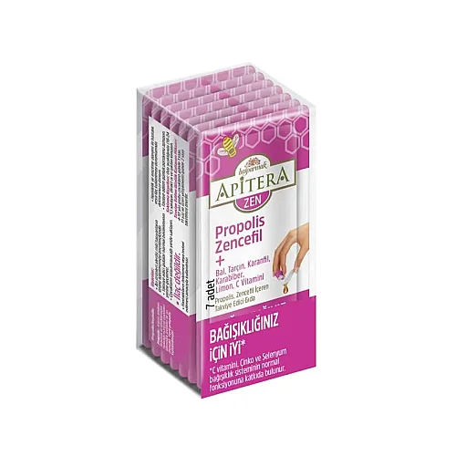 Apitera ZEN Doğal Bal, C Vitamini, Çinko, Selenyum, Zencefil, Tarçın, Karanfil, Karabiber, Limon ve Propolis İçeren Takviye Edici 7’li Saşe - 1