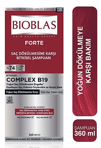 Bioblas Forte Complex B19 Yoğun Saç Dökülmelerine Karşı Şampuan 360 ml - 1
