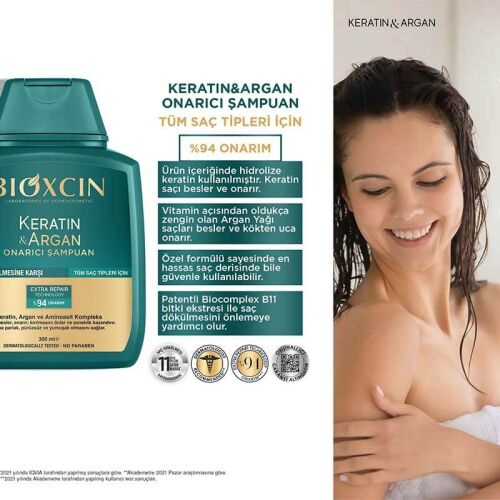 Bioxcin Şampuan Keratin Argan Onarıcı 300 ml - 2