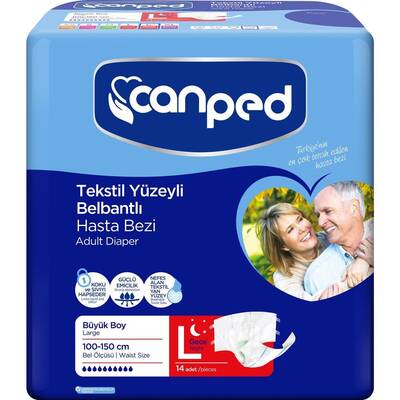 Canped Tekstil Belbantlı Hasta Bezi Gece Large 14 Adet - 1