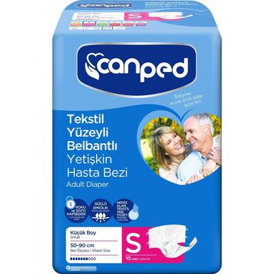 Canped Tekstil Belbantlı Yetişkin Hasta Bezi Small 10 Adet - 1