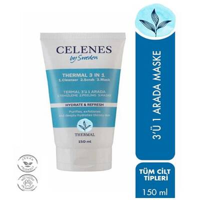 Celenes By Sweden Celenes Thermal 3 in1 Peeling Maske Temizleyici 150 ml - Tüm Ciltler - 1
