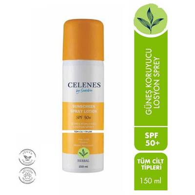 Celenes By Sweden Herbal Güneş Koruyucu Losyon Sprey SPF50 150 ml - Tüm Cilt Tipleri - 1