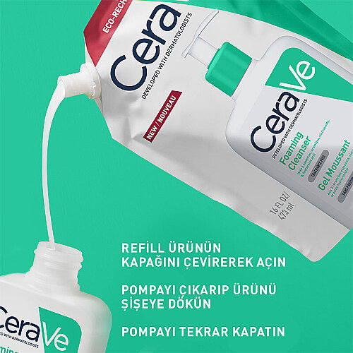 Cerave Foaming Cleanser Refill Dökme Poşet Normal ve Yağlıya Dönük Ciltler İçin Köpüren Temizleyici 473ml - 2