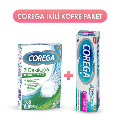 Corega Temizleyici Tablet 30 Adet + Tat İçermeyen Yapıştırıcı Krem 40 gr - 1