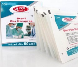 Damla Sağlık Steril Gaz Kompres 7,5 × 7,5 5'li Zarf - 50'li Paket