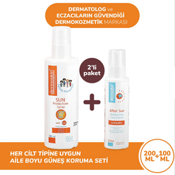 Dermoskin Aile Boyu Güneş Koruyucu Sprey Spf50 200 ml After Sun 100 ml Hediye - Dermoskin