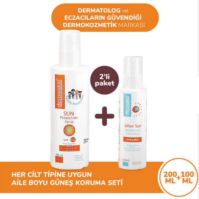 Dermoskin Aile Boyu Güneş Koruyucu Sprey Spf50 200 ml After Sun 100 ml Hediye - 1