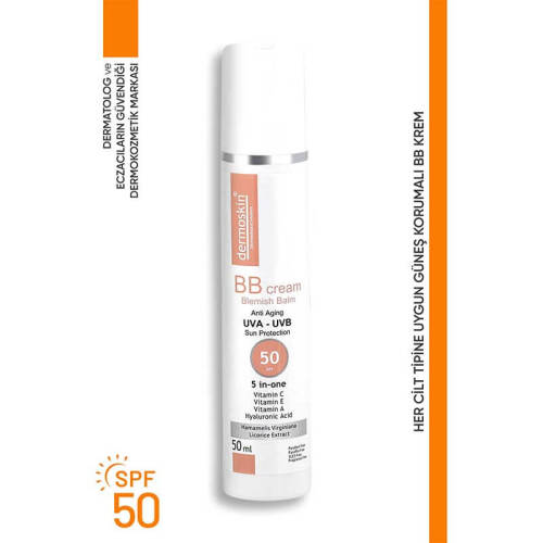 Dermoskin SPF 50 BB Krem - Renkli Nemlendirci 50ml - 1