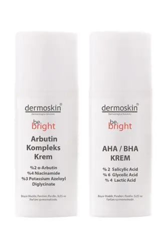 Dermoskin Be Bright AHA/BHA Krem 33 ml + Be Bright Arbutin Kompleks Krem 33 ml - 1
