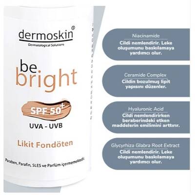 Dermoskin Be Bright SPF50+ Likit Fondöten Light 33 ml - 2