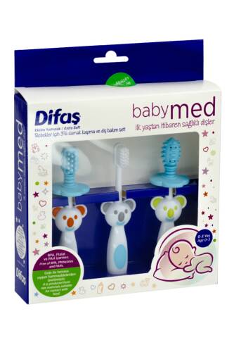 Difaş Babymed Ekstra Yumuşak Diş Fırçası 3'lü Set Mavi - 1