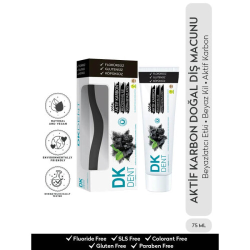 DK Dent Diş Macunu Aktif Karbon ve Beyazlatıcı 75 ml + Diş Fırçası Hediyeli - 2