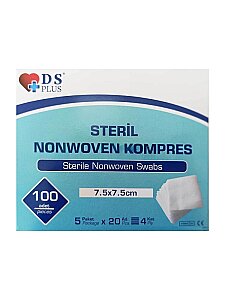 Ds Plus Gaz Kompres Nonwoven Steril 7,5x7,5 cm 100'lü