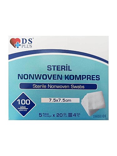 Ds Plus Gaz Kompres Nonwoven Steril 7,5x7,5 cm 100'lü - 1