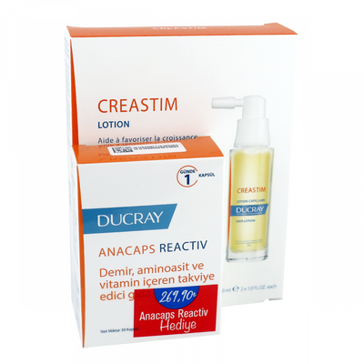 Ducray Creastim Lotion 2 x 30 ml ALANA Anacaps Reactiv 30 Kapsül HEDİYE - 1