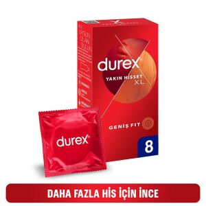 Durex Yakın Hisset XL Geniş Fit 8 Adet Prezervatif