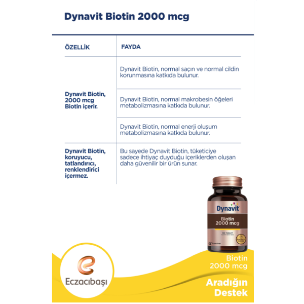 Dynavit Biotin 2000 mcg 100 Tablet - 2