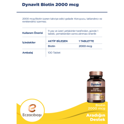 Dynavit Biotin 2000 mcg 100 Tablet - 3