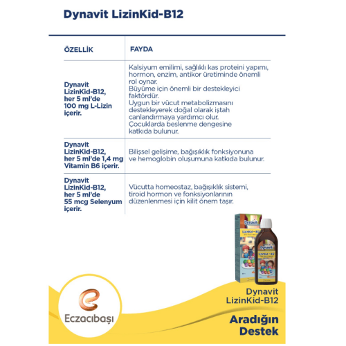 Dynavit Lizinkid B12 Şurup 150 ml - 2