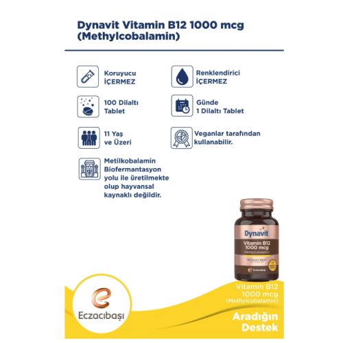 Dynavit Vitamin B12 1000 mcg 100 Tablet - 4