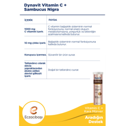 Dynavit Vitamin C+ Sambucus Nigra 20 Efervesan Tablet - 2