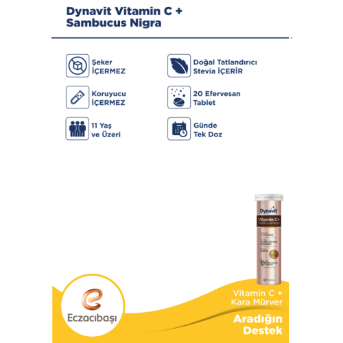 Dynavit Vitamin C+ Sambucus Nigra 20 Efervesan Tablet - 4