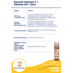 Dynavit Vitamin C + Vitamin D3 + Zinc Efervesan 20 Tablet - 2