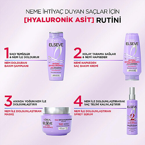 Elseve Hydra Hyaluronic Nem Dolduran Şampuan 300 ml - 8