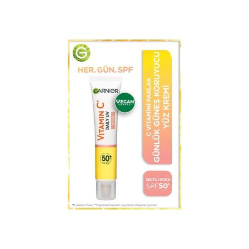 Garnier C Vitamini Parlak Günlük Güneş Koruyucu Fluid Yüz Kremi Glow SPF50+ 40 ml - 1