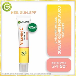 Garnier C Vitamini Parlak Günlük Güneş Koruyucu Fluid Yüz Kremi Glow SPF50+ 40 ml