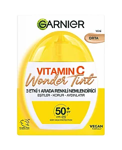 Garnier C Vitamini Wonder Tint 3 Etki 1 Arada Renkli Nemlendirici Orta Ton SPF50 40 ml