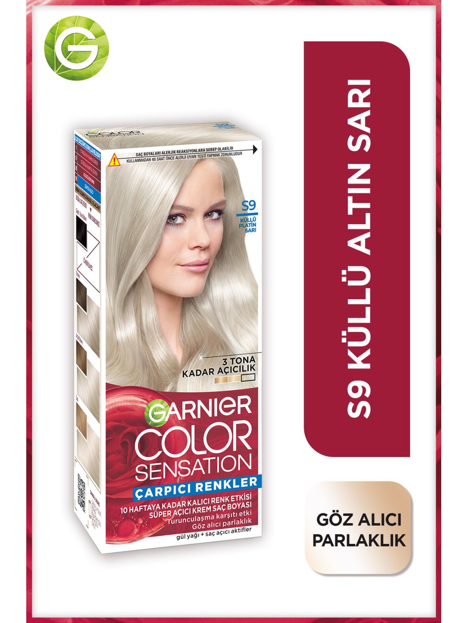 Garnier Çarpıcı Renkler Saç Boyası - S9 Küllü Platin Sarısı