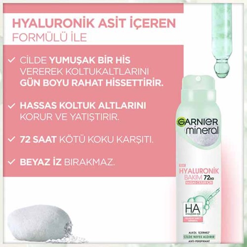 Garnier Mineral Hyaluronik Bakım Sprey Deodorant 150 ml - 2