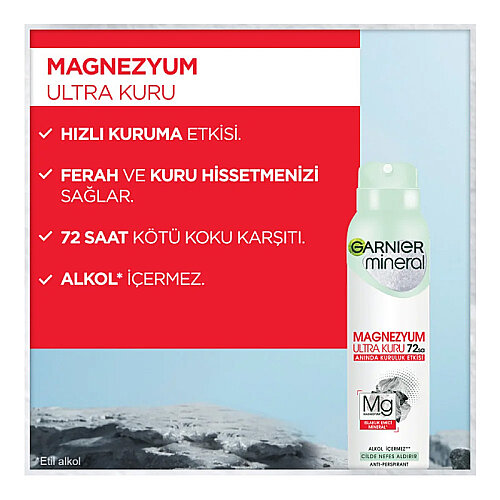 Garnier Mineral Magnezyum Ultra Kuru Sprey Deodorant 150 ml - 3