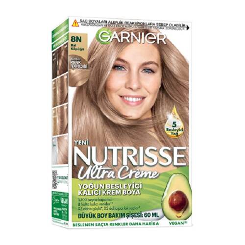 Garnier Nutrisse Yoğun Besleyici Kalıcı Krem Saç Boyası - Bal Köpüğü 8N - 1
