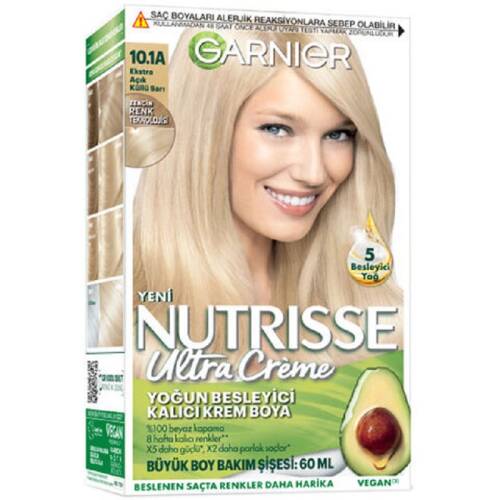 Garnier Nutrisse Yoğun Besleyici Kalıcı Krem Saç Boyası - Ekstra Açık Küllü Sarı 10,1A - 1