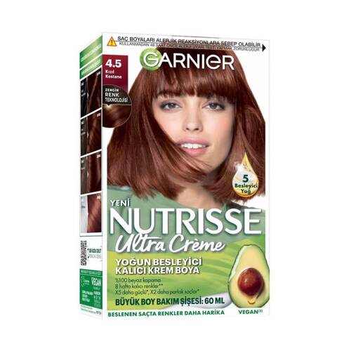Garnier Nutrisse Yoğun Besleyici Kalıcı Krem Saç Boyası - Kızıl Kestane 4,5 - 1