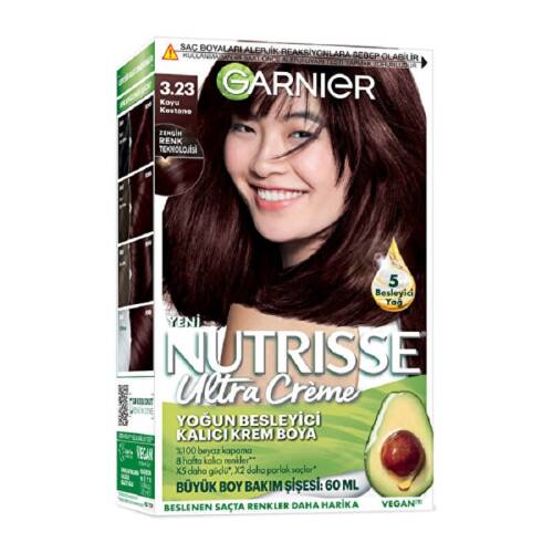 Garnier Nutrisse Yoğun Besleyici Kalıcı Krem Saç Boyası - Koyu Kestane 3,23 - 1