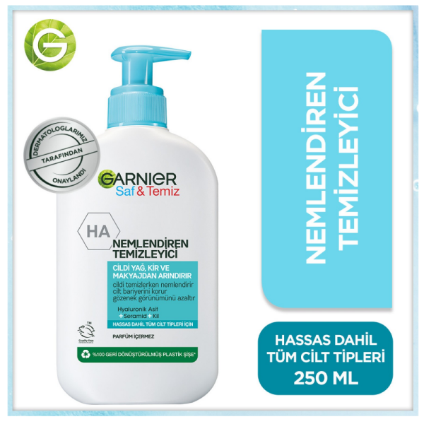 Garnier Saf Temiz Nemlendiren Hyaluronik Asit Seramid Kil Yüz Temizleme Jeli 250 ml - 1