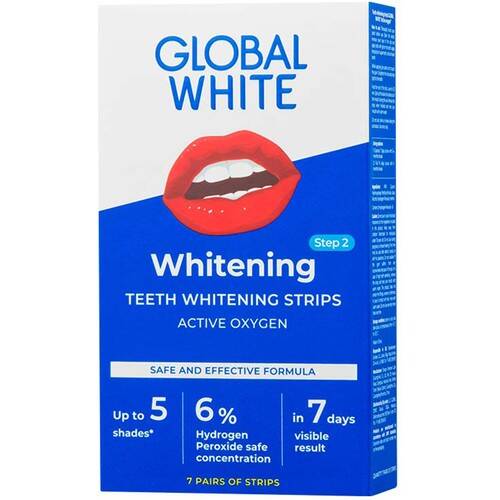 Global White Teeth Whitening Strips Active Oxygen 7'li - 1