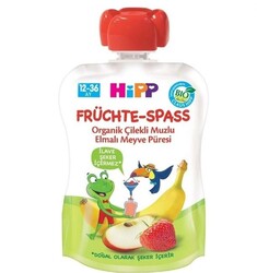 Hipp Organik Çilekli Muzlu Elmalı Meyve Püresi 90 gr