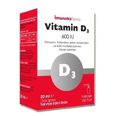 İmuneks Vitamin D3 600 IU Sprey 20 ml - 1